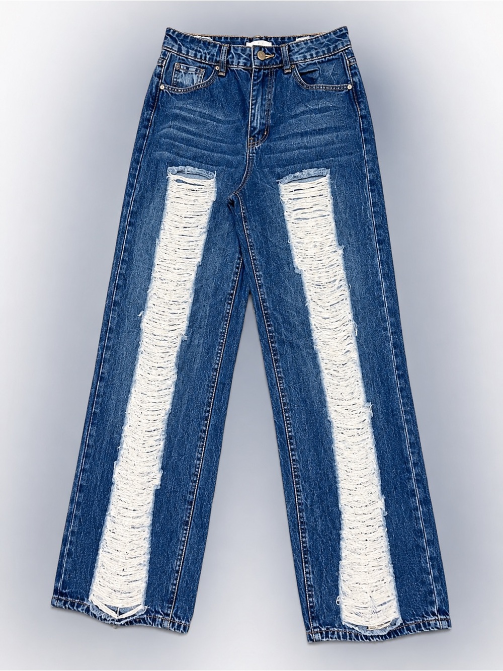 NWOT Almost Famous SZ5 medium wash blue straight legged 5 pocket jeans/waist 28” - Picture 2 of 5